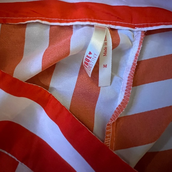 Orange and Cream Striped Summer Shirt and Skirt Ensemble - Picture 5 of 8